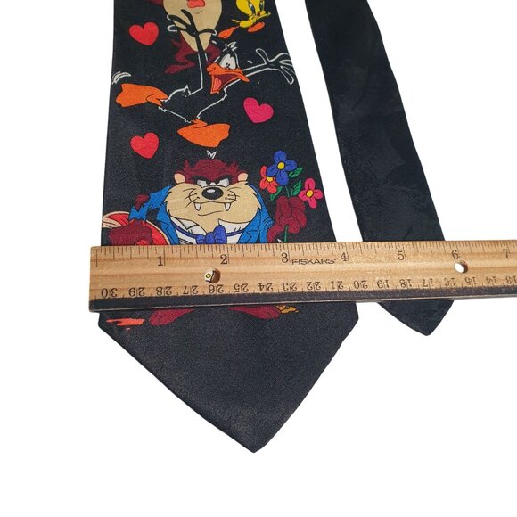 Looney Tunes Mania Tie Taz Daffy Tweety Heart Print Valentines Love Cartoon Gift - Picture 3 of 5